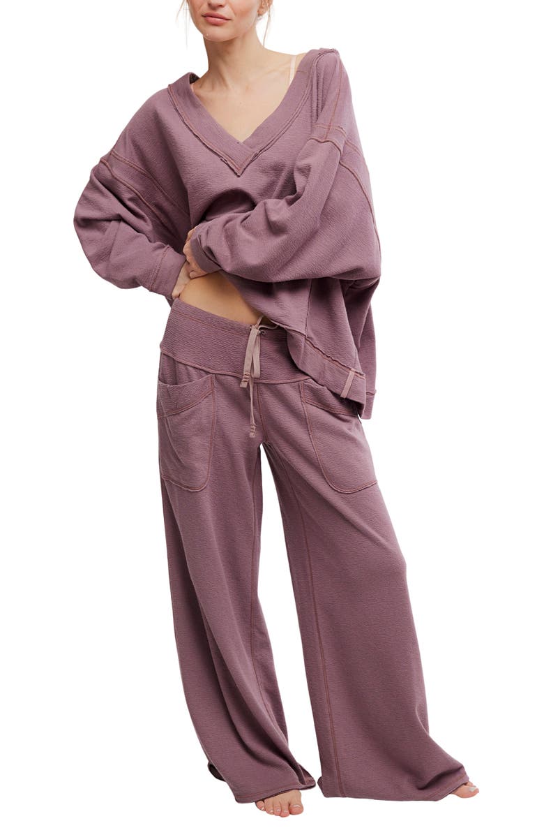 Free People Staycation Lounge Pants, Alternate, color, Elderberry Tea