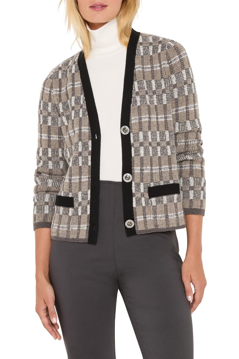 Grid Mix Cardigan, Main, color, BLACK MULTI