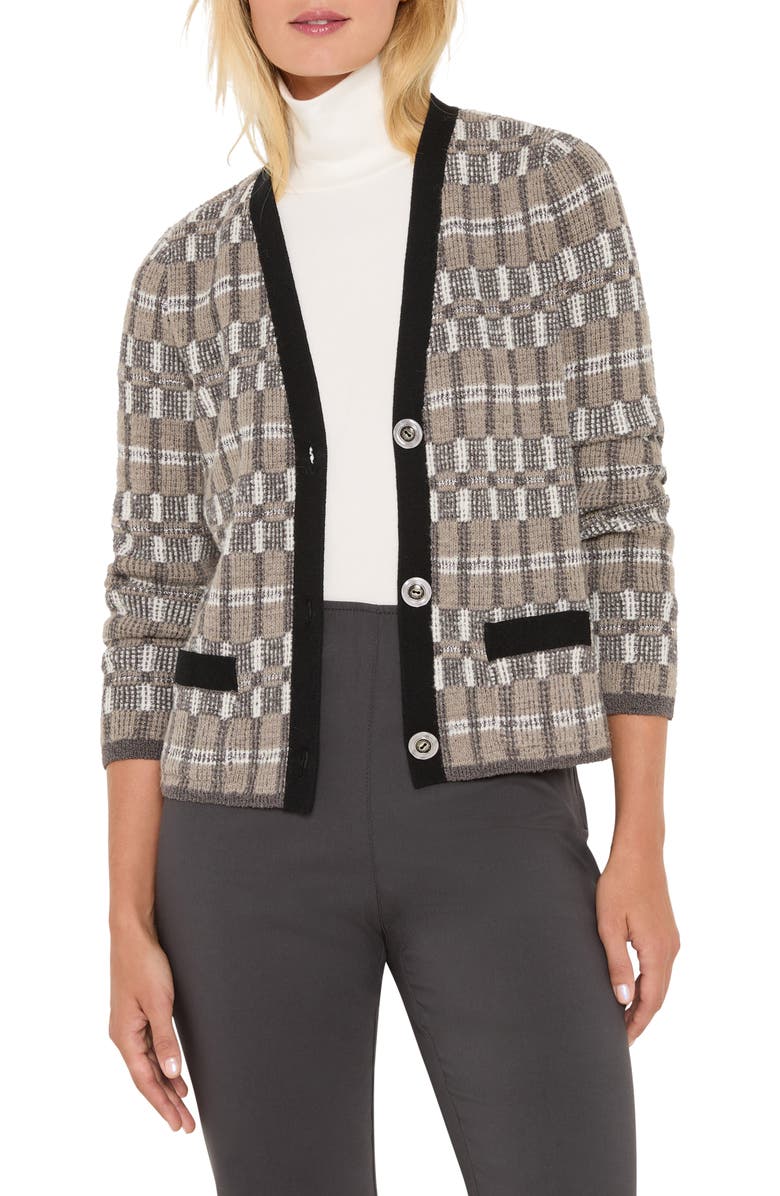 NIC+ZOE Grid Mix Cardigan, Main, color, Black Multi
