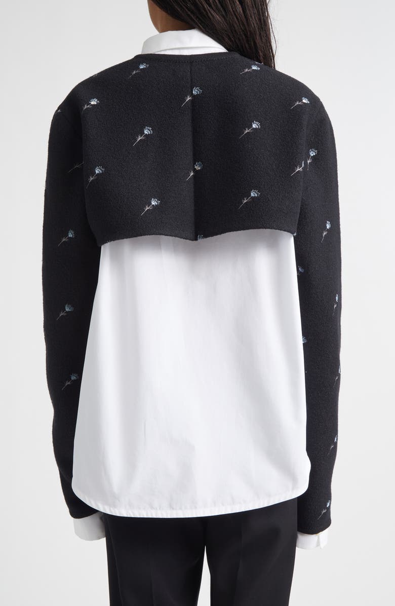 RIER Walker Floral Embroidered Wool Crop Jacket, Alternate, color, Black Flowers Felted