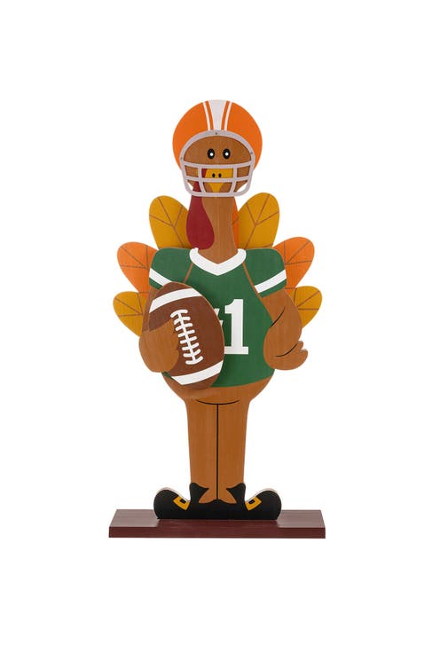 29.5"H Thanksgiving Wooden Football Turkey Porch Decor