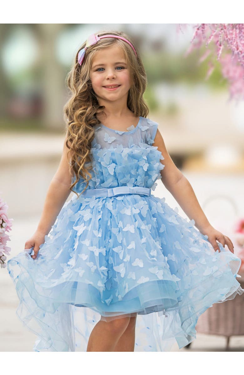 Mia Belle Girls Girls When Dreams Come True Blue Butterfly Dress, Alternate, color, Blue
