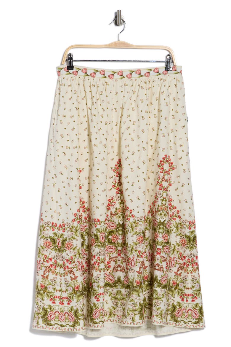 Border Print Maxi Skirt, Alternate, color, BIRCH LEAFY FLORAL FRAME