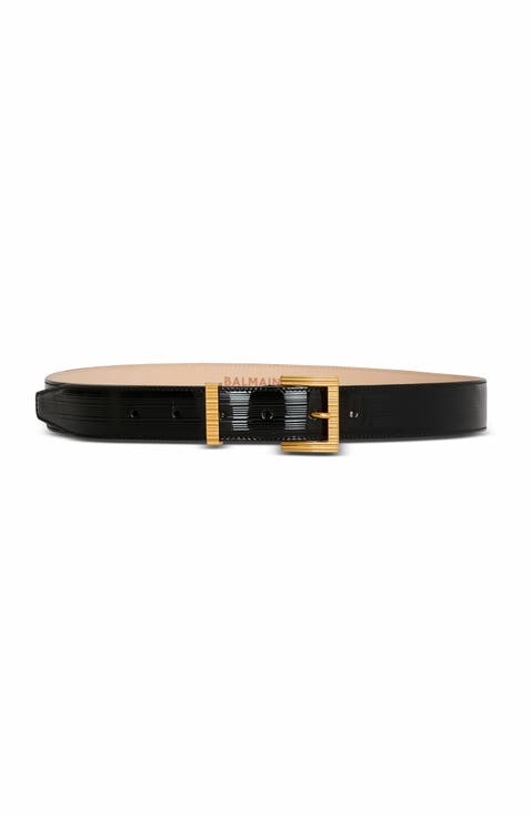 Perfume Belt In Striped Patent Leather