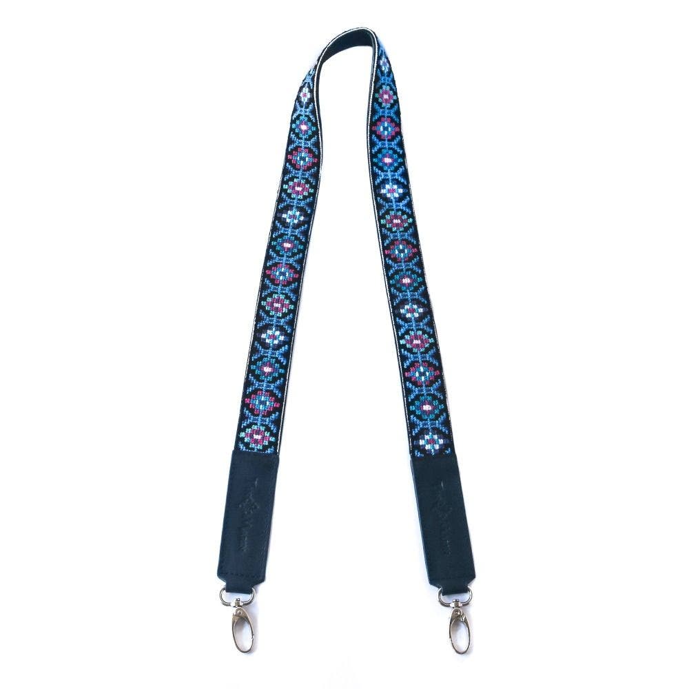 Blue & Pink with Black Leather