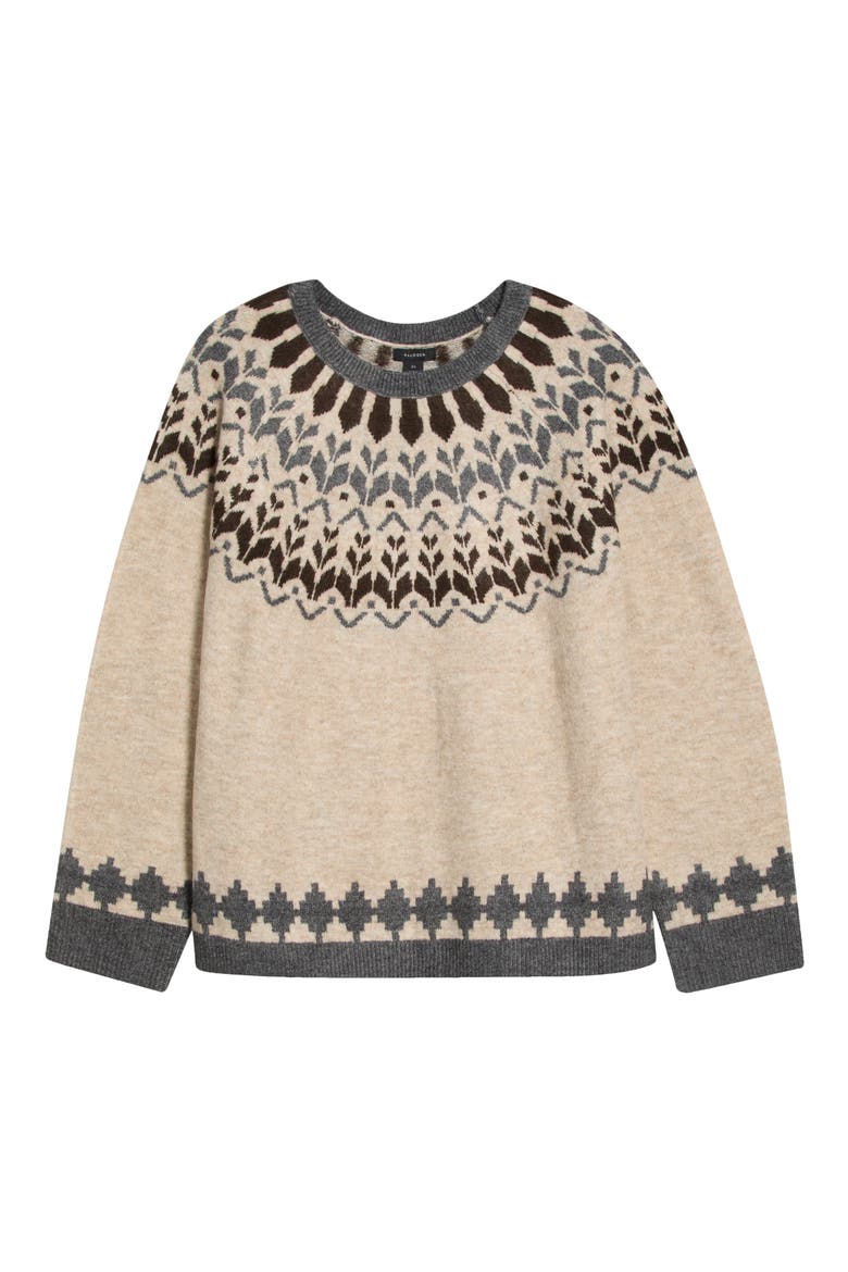 Fair Isle Crewneck Sweater, Main, color, OATMEAL