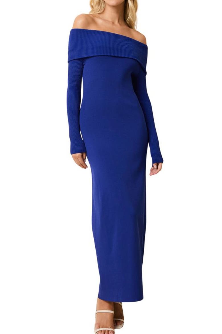 The Sabrina Off the Shoulder Long Sleeve Knit Maxi Dress, Main, color, TWILIGHT