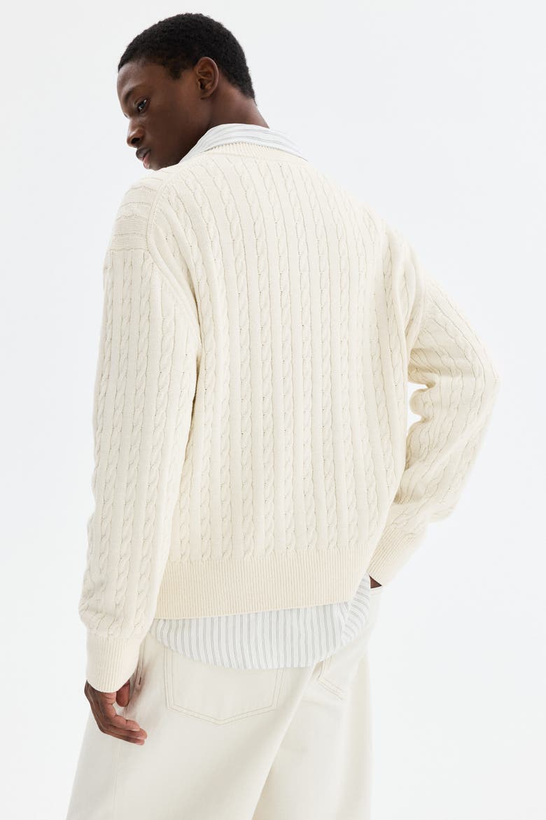 Regular Fit Cable-knit Jumper, Alternate, color, White