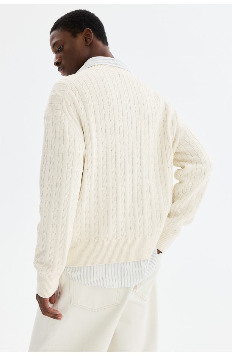 H&M Regular Fit Cable-knit Jumper, Alternate, color, White