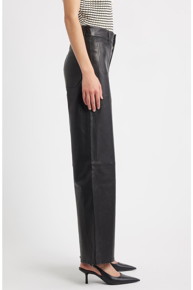 Le Slim Palazzo Leather Pants, Alternate, color, BLACK