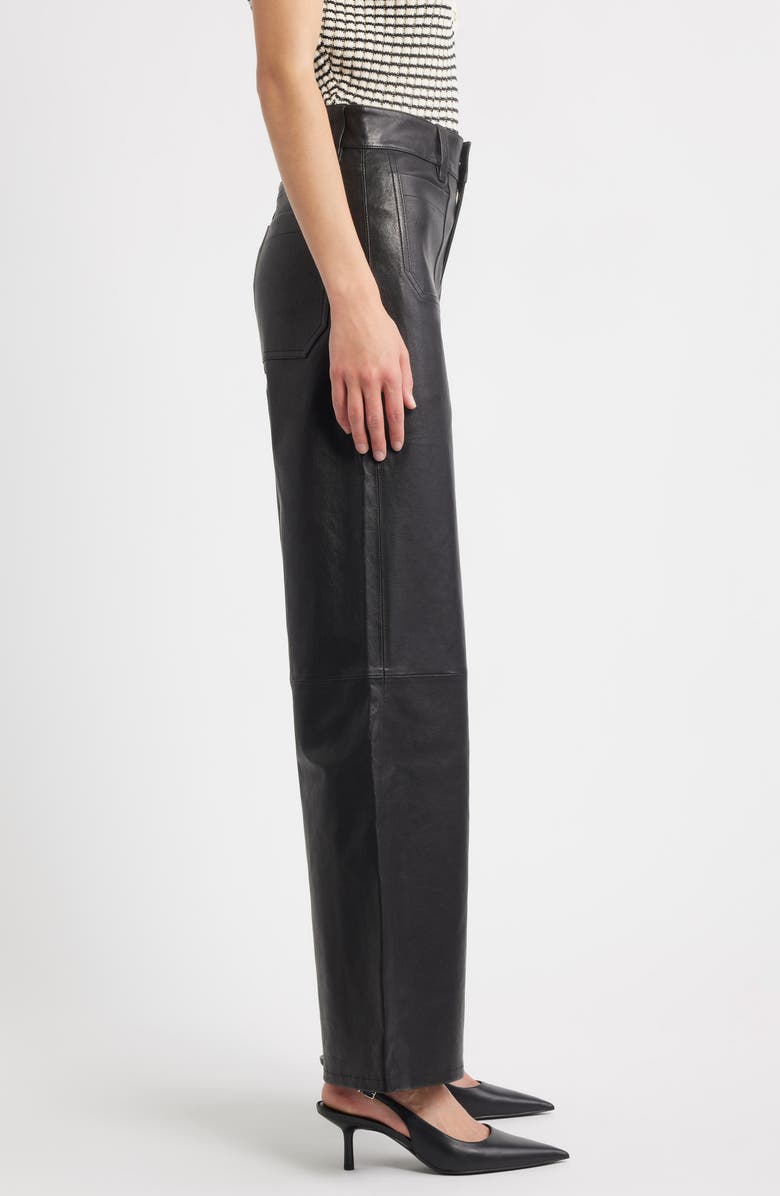 FRAME Le Slim Palazzo Leather Pants, Alternate, color, Black