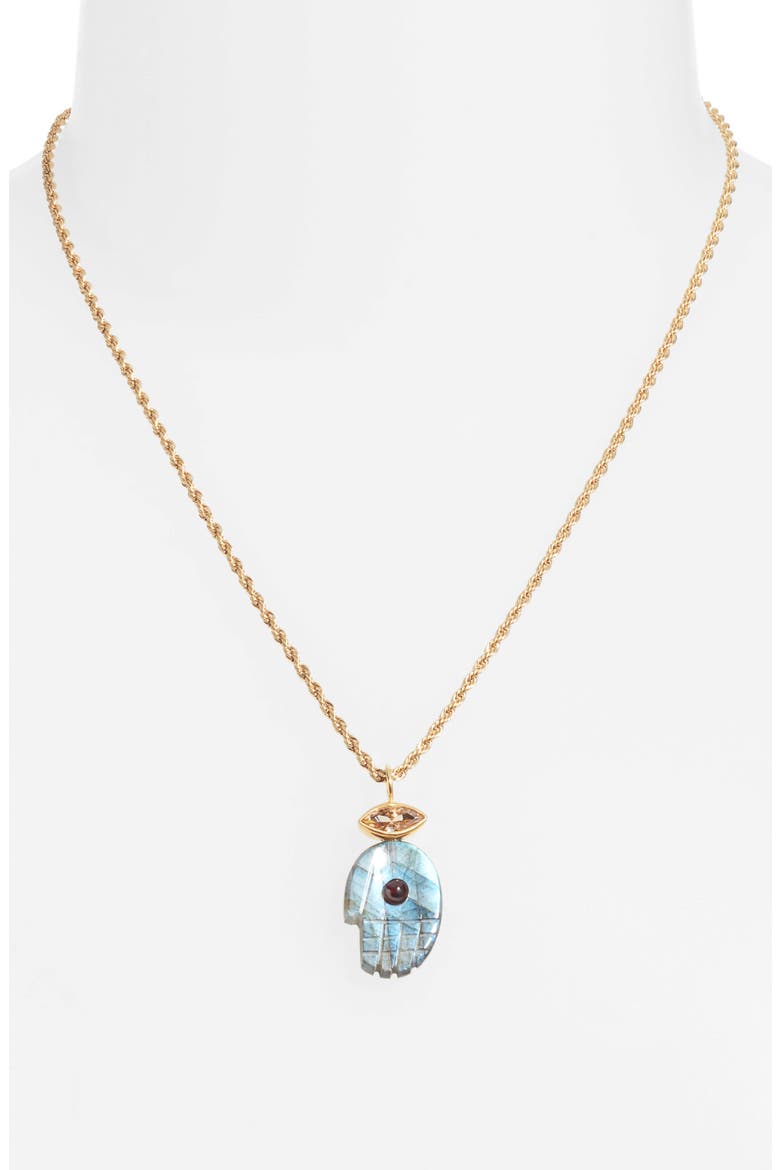 Mystic Hamsa Pendant Necklace, Alternate, color, GOLD/ BLUE