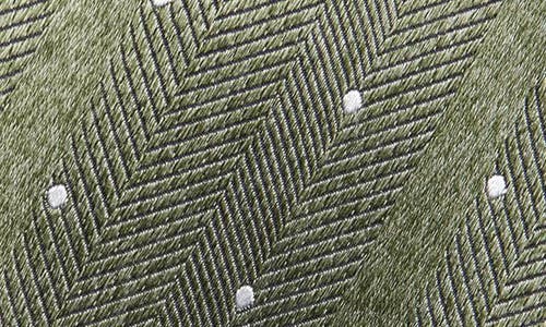 David Donahue Polka Dot Silk Tie In Green