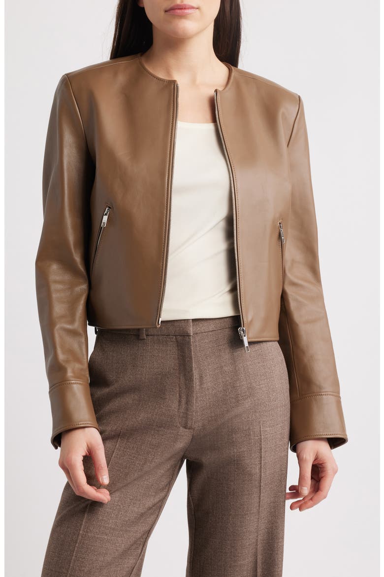 Sadenita Leather Jacket, Main, color, OPEN BRN