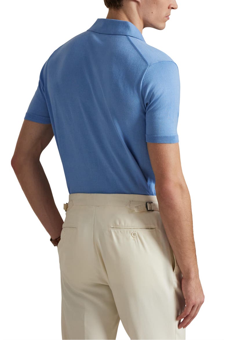 Rib Trim Cotton Polo, Alternate, color, SKY BLUE
