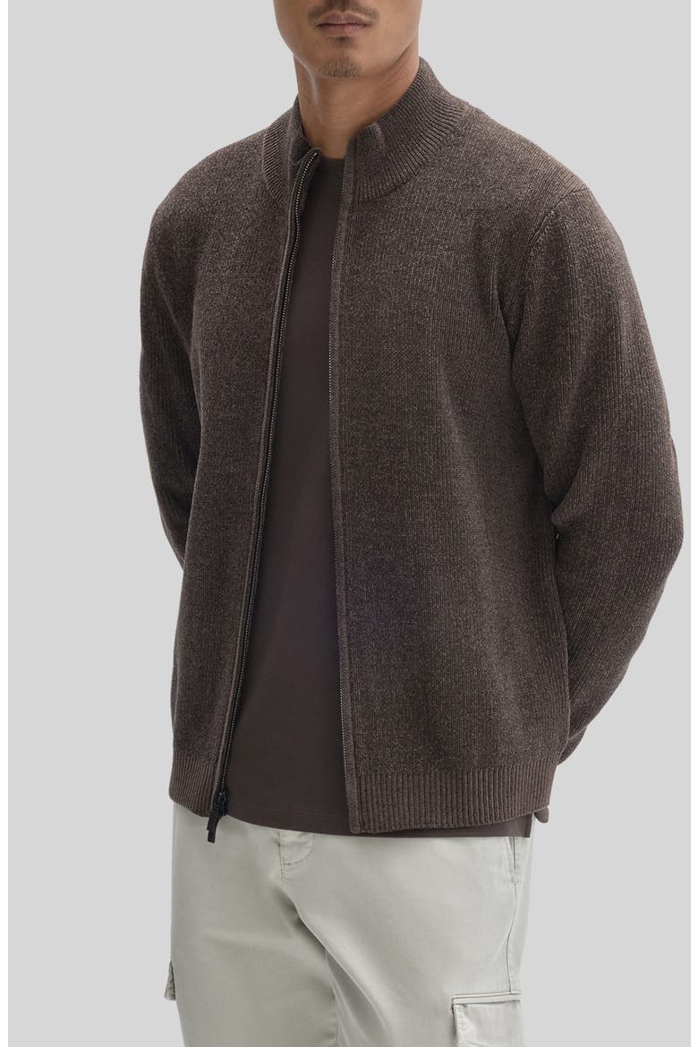 Idris Full Zip Mock Neck Sweater, Alternate, color, BROWN