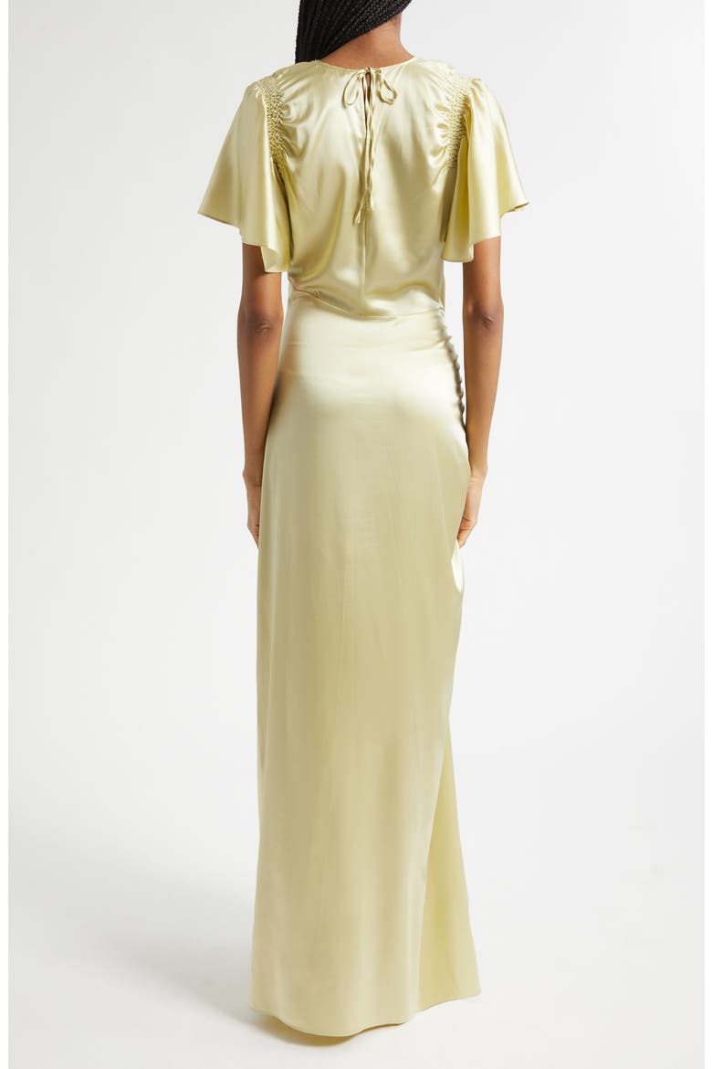 Huntleigh Side Ruched Silk Blend Gown, Alternate, color, PISTACHIO
