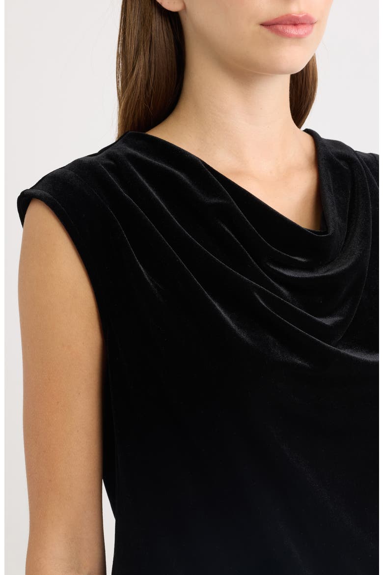 Pleated Cowl Neck Top, Alternate, color, ANNE BLACK