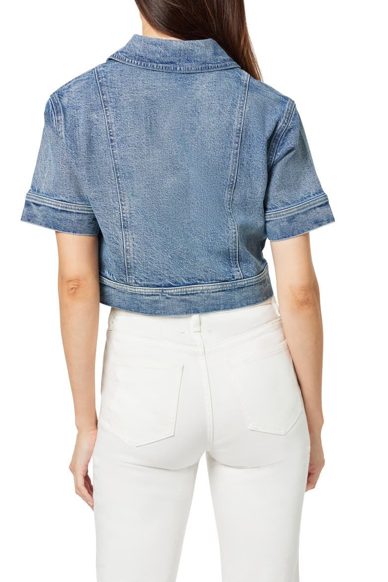 Boxy Crop Denim Shirt, Alternate, color, MARINE
