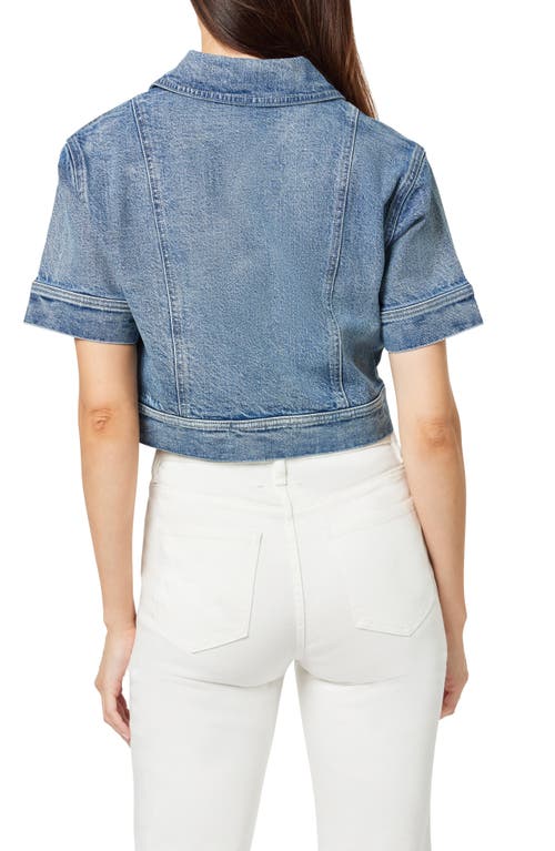Shop Habitual Boxy Crop Denim Shirt In Marine