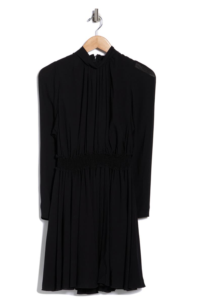 Longchamp Long Sleeve Minidress, Alternate, color, Black