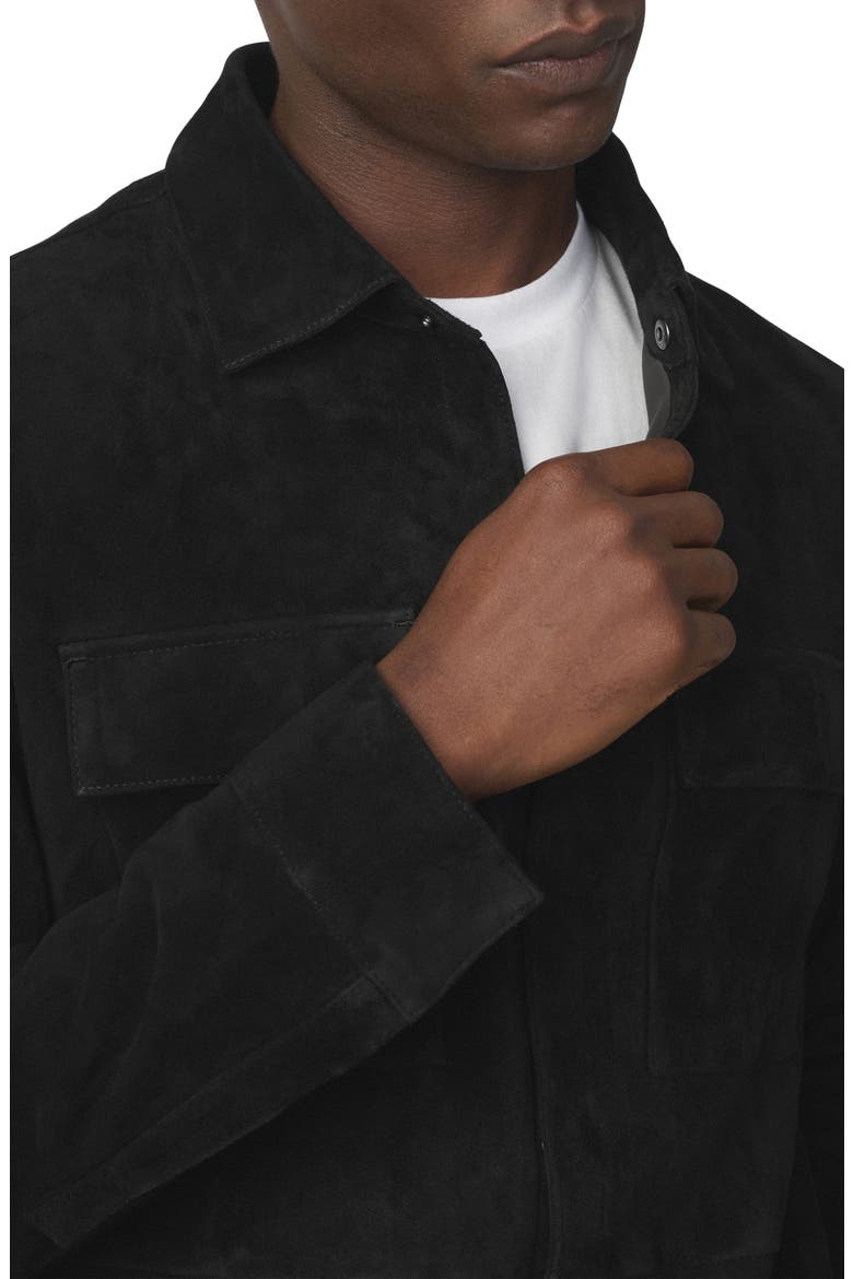 Suede Snap-Up Overshirt, Alternate, color, BLACK