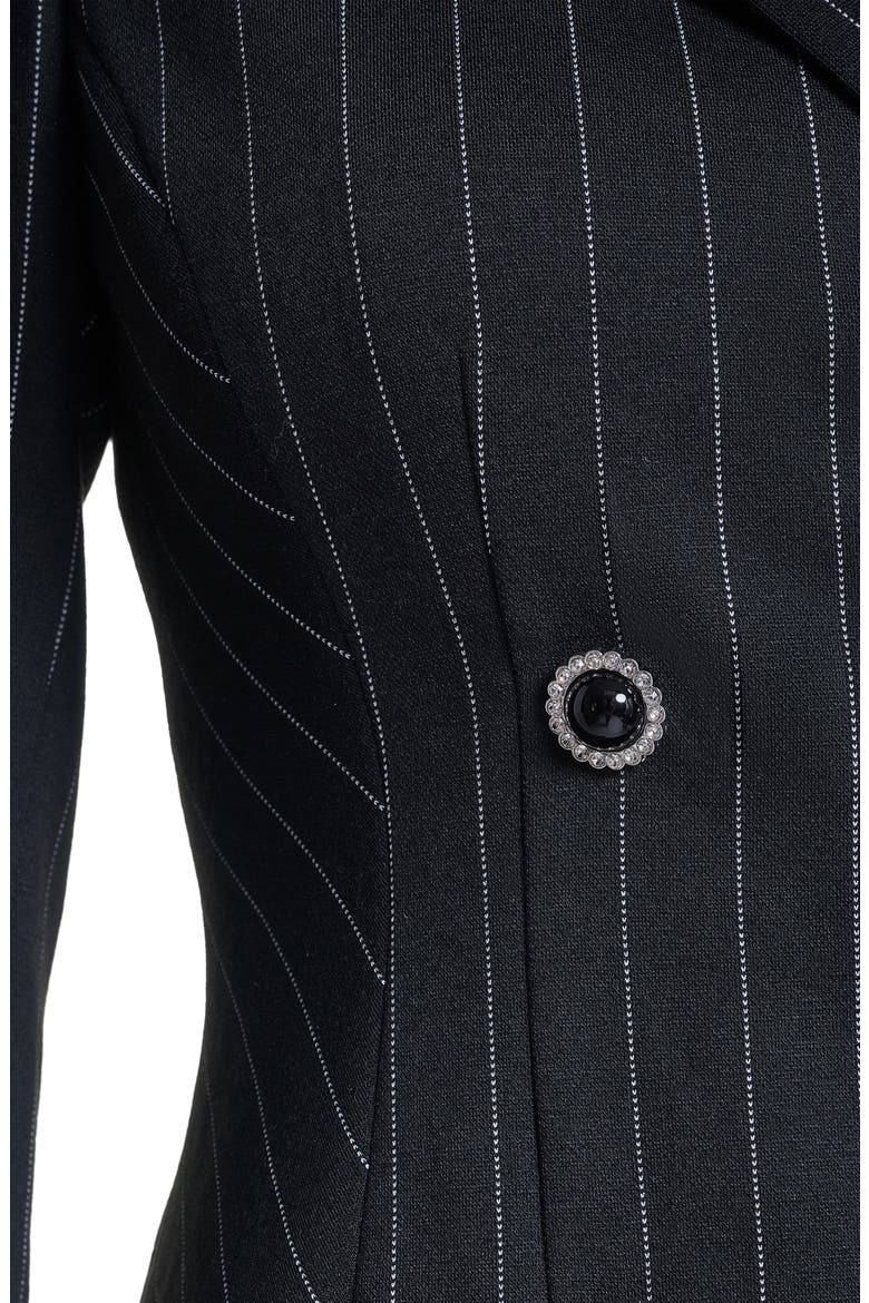 Pinstripe Long Sleeve Blazer Minidress, Alternate, color, BLACK/ SOFT WHITE