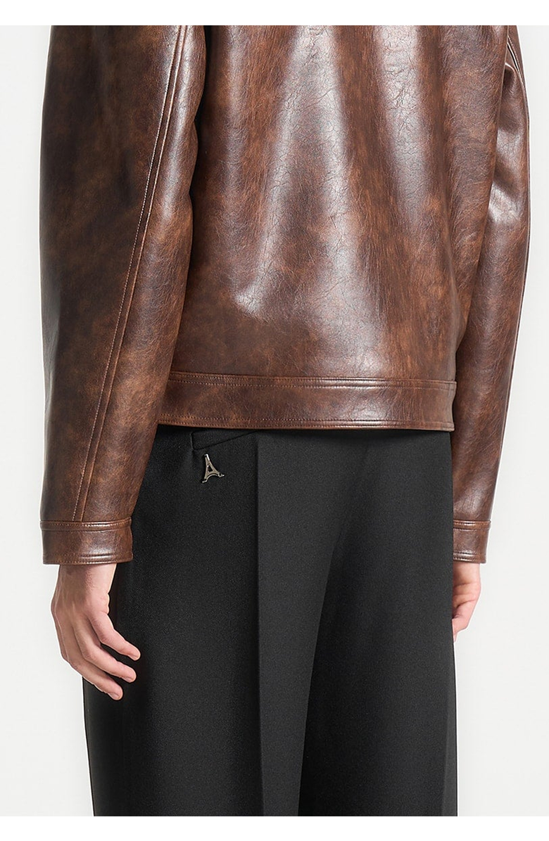 Manière De Voir Laurent Vintage Leather Jacket, Alternate, color, Brown