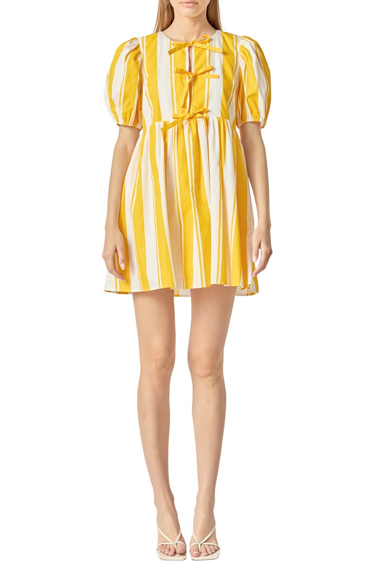 Bold Stripe Cotton Minidress, Main, color, YELLOW/ WHITE