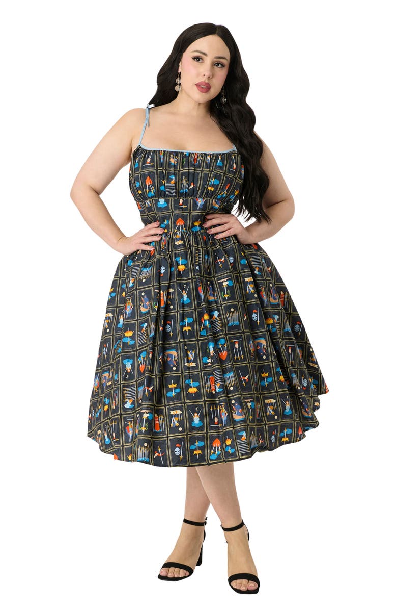 Unique Vintage Plus Size 1950s Cotton Swing Dress, Main, color, Black