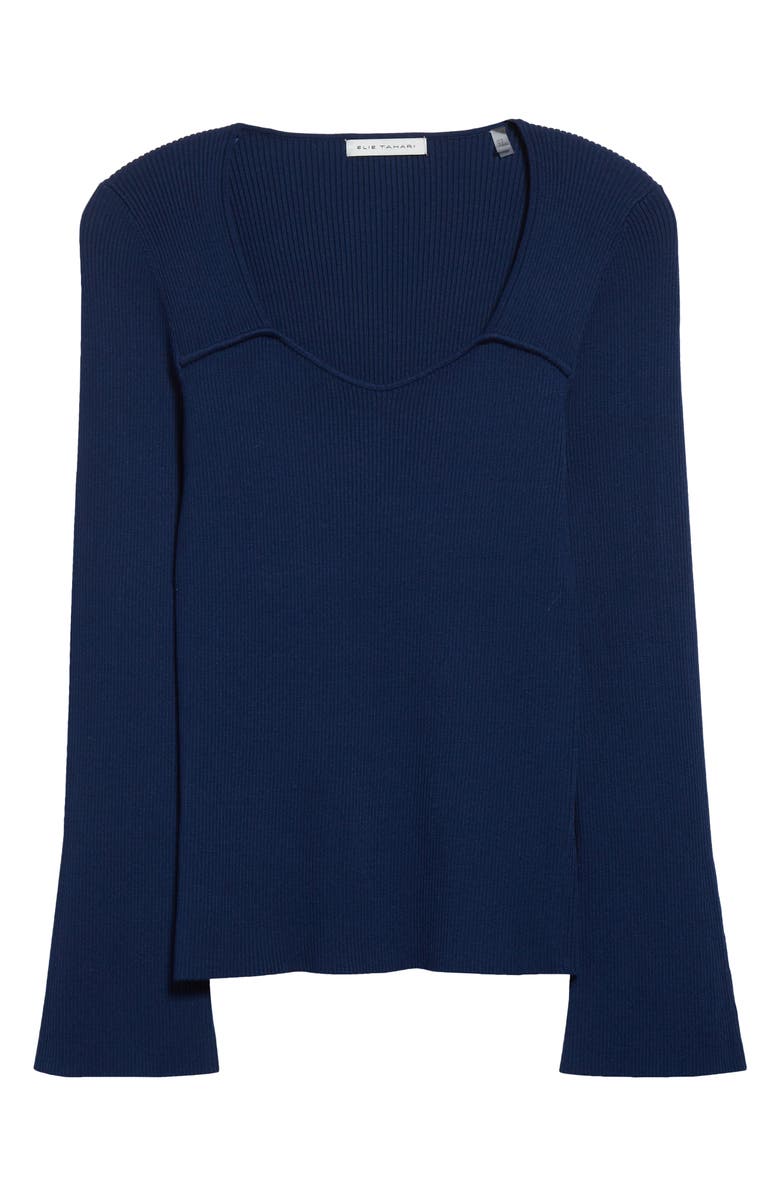 Elie Tahari The Sydney Rib Sweetheart Sweater, Alternate, color, 