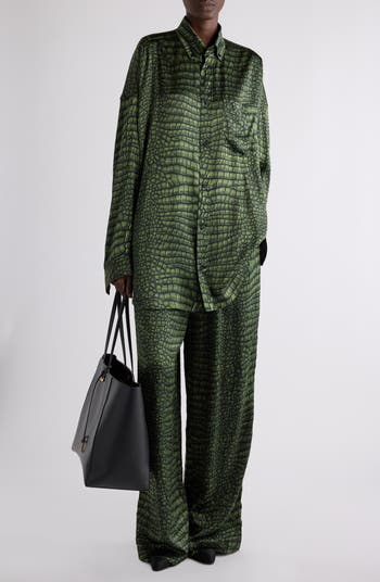 Balenciaga Crocodile Print Silk Pajama Pants | Nordstrom