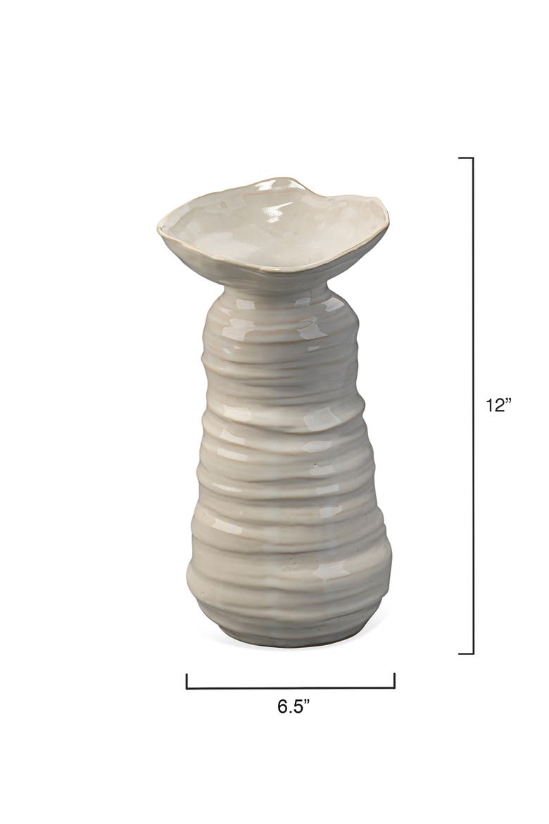 Marine Ceramic Decorative Vase, Medium, Alternate, color, Cream
