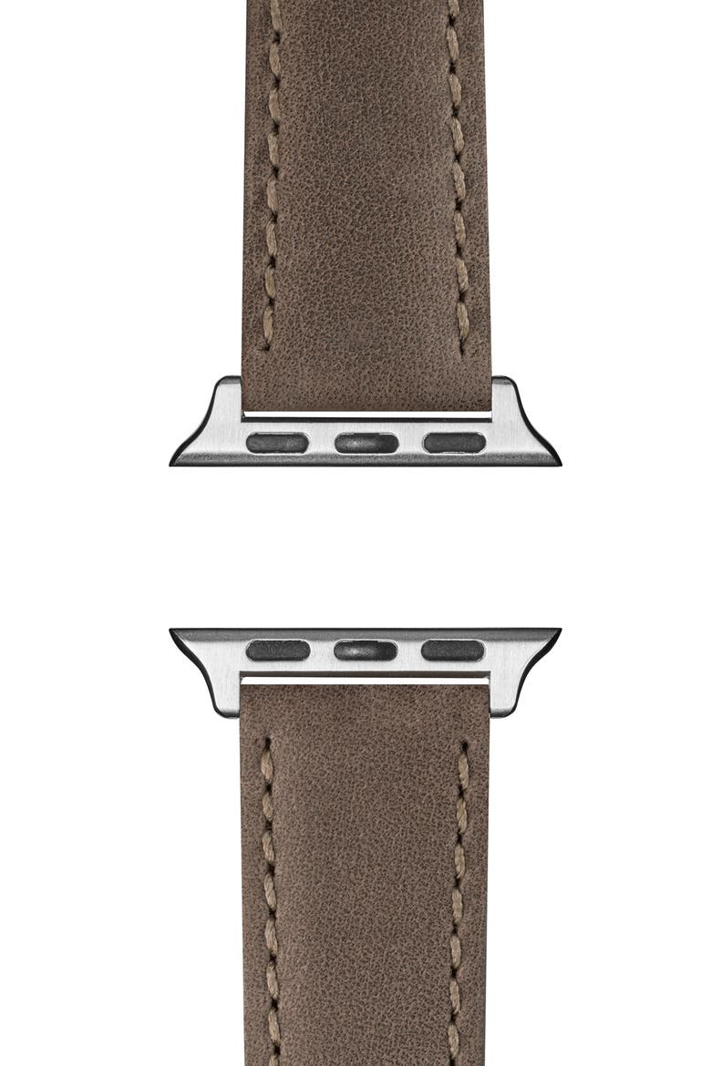 Leather Apple Watch® Band, Main, color, HEATHER GRAY