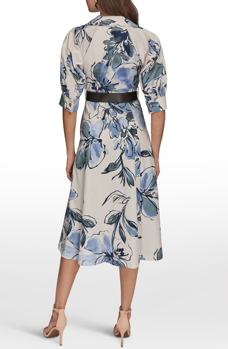 Donna Karan New York Belted Stretch Cotton Shirtdress, Alternate, color, Tempest Mult