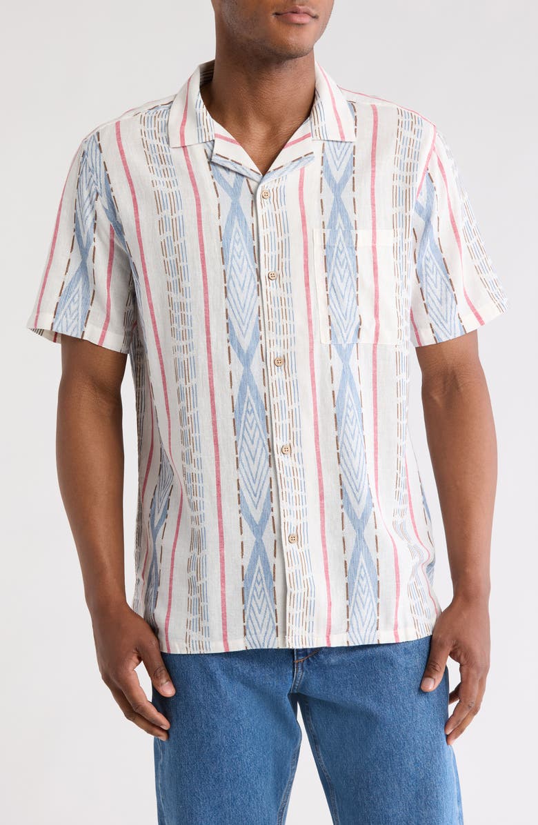 Civil Society Relaxed Fit Linen & Cotton Camp Shirt, Main, color, Parchment