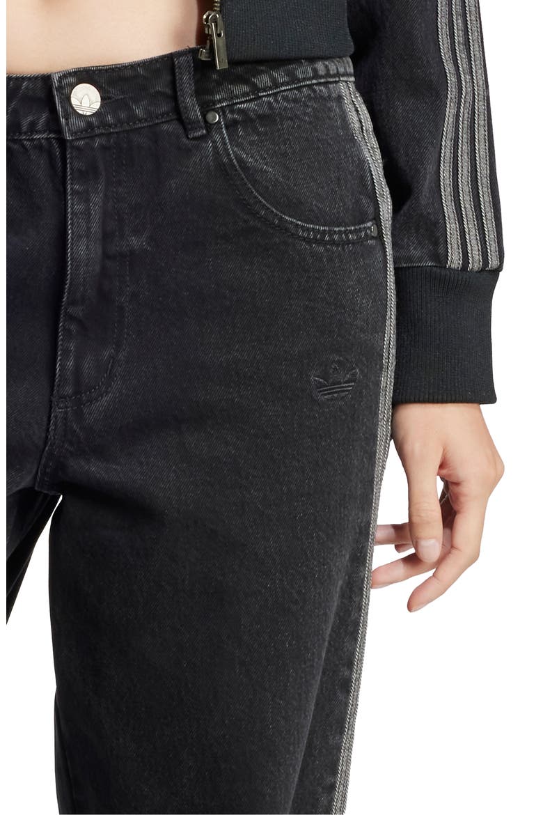 Adicolor 3-Stripes Denim Track Pants, Alternate, color, TRUE BLACK DENIM
