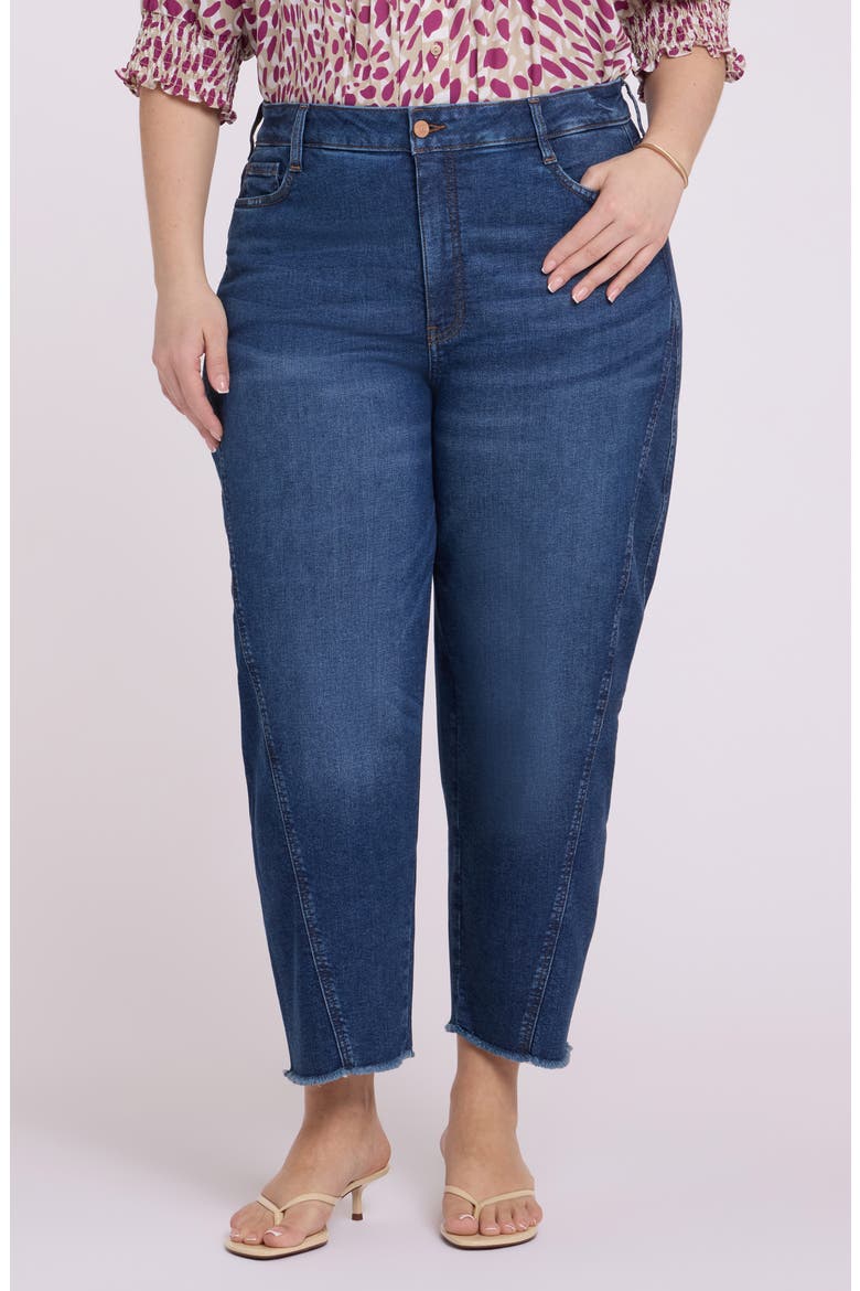 Alyssa High Waist Fray Hem Crop Relaxed Tapered Jeans, Main, color, SUNSET VILLA