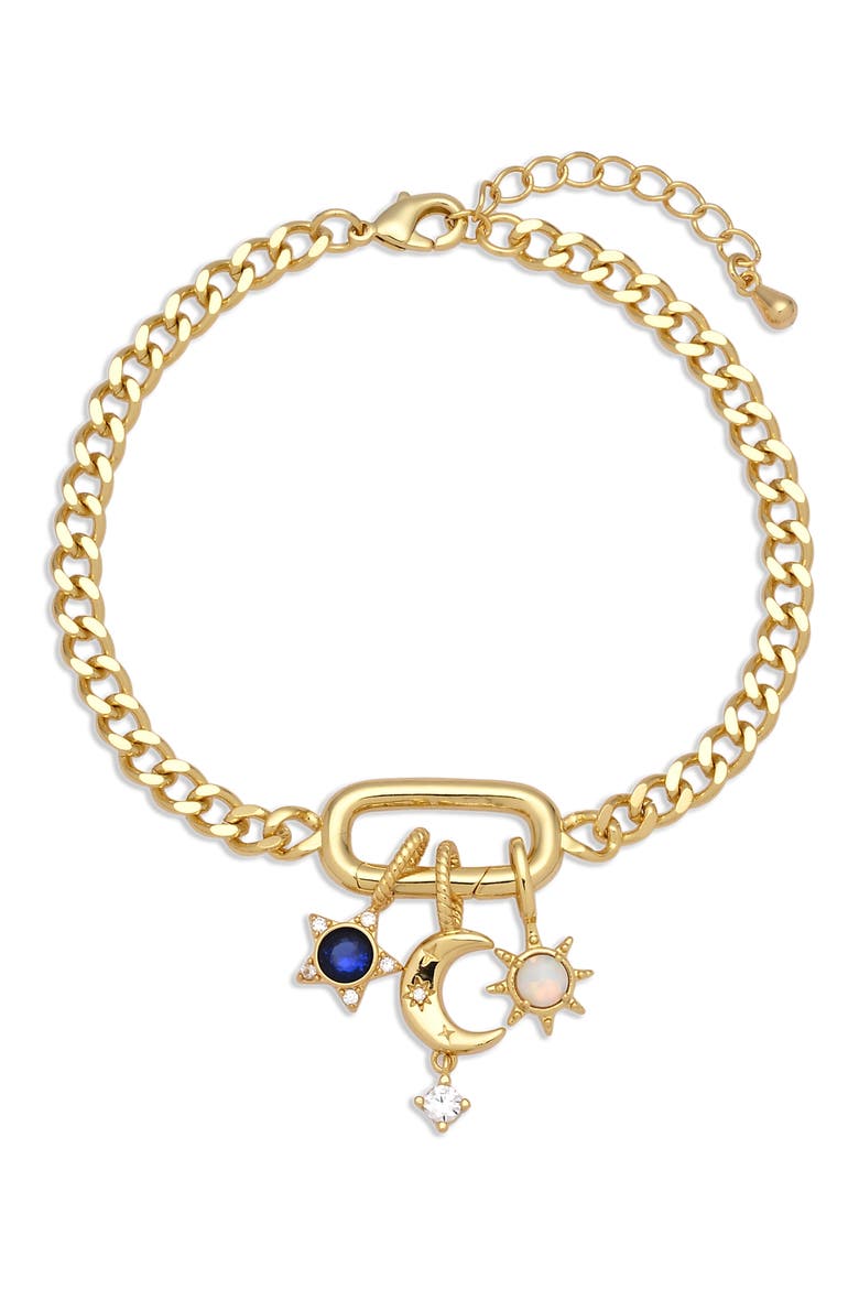 Luna Sol 18k Gold Plated Charm Bracelet, Main, color, GOLD