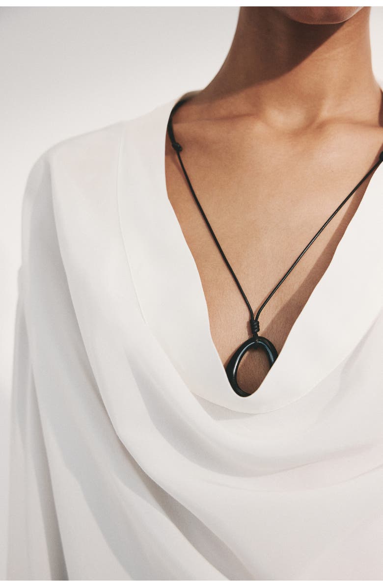 H&M Cowl-neck Blouse, Alternate, color, White