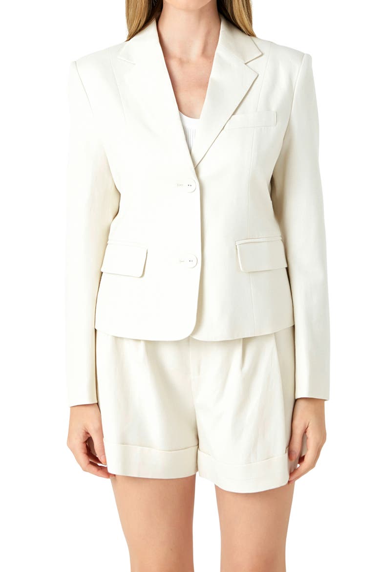 Tailored Linen Blend Blazer, Alternate, color, BEIGE