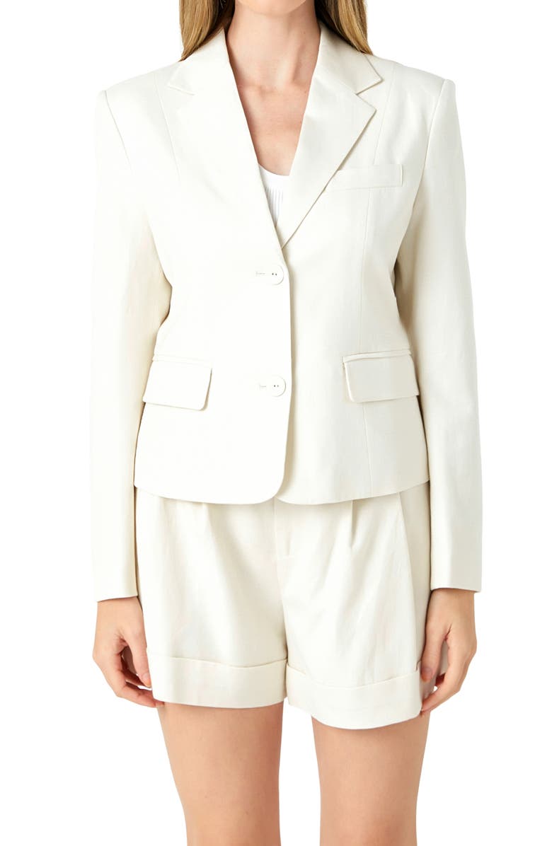 Endless Rose Tailored Linen Blend Blazer, Alternate, color, Beige