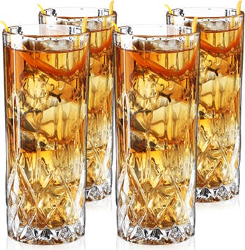 Viski Admiral Crystal Highball Glasses Set of 4