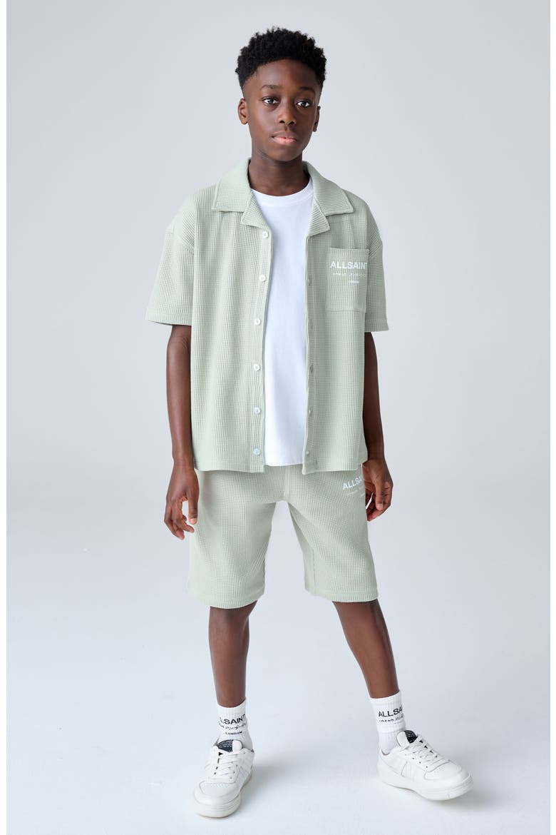 Kids' Underground Waffle Knit Shirt & Shorts Set, Alternate, color, GREEN