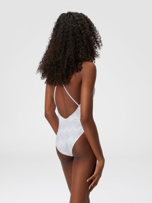 Missoni V-neck Zig Zag Lamé Viscose One-piece Swimsuit