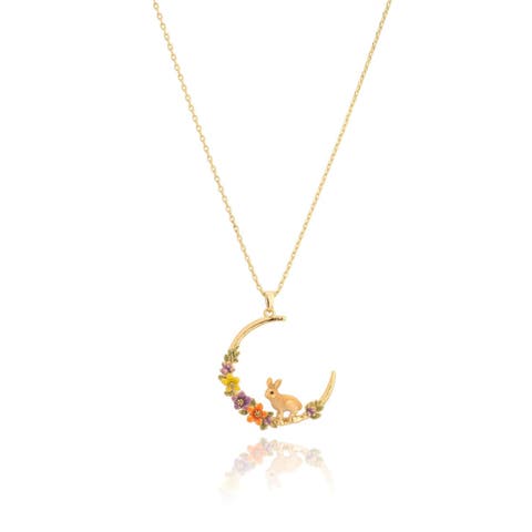 Flower Rabbit Hoop Necklace