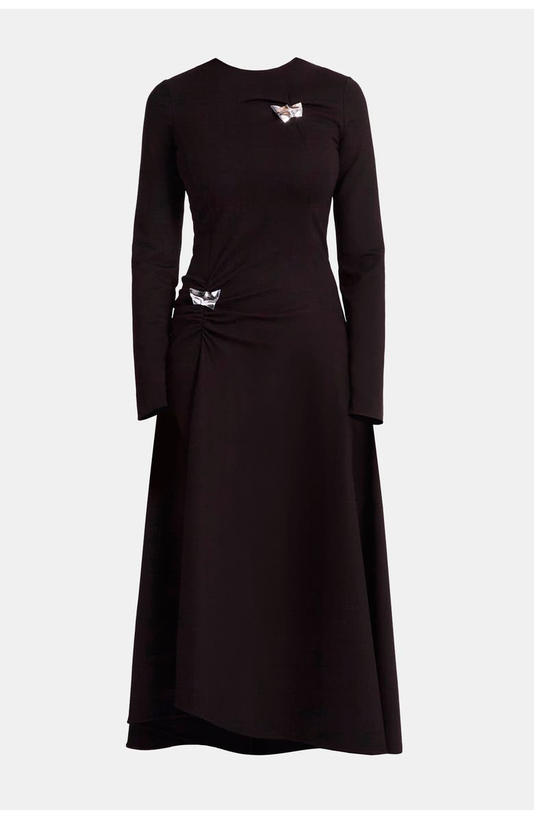 KATE BARTON Double Pinch A-Line Jersey Dress with Brooches, Alternate, color, Black