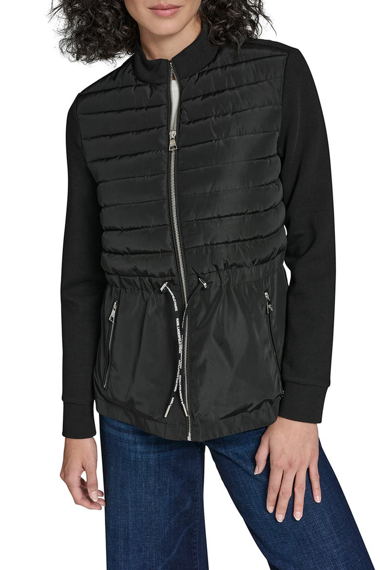 Mixed Media Packable Jacket, Main, color, BLACK