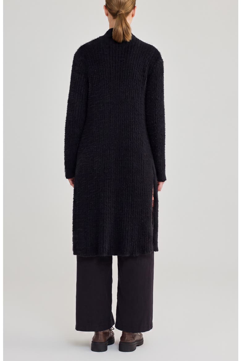 Lou Shaggy Knit Cardigan, Alternate, color, Black