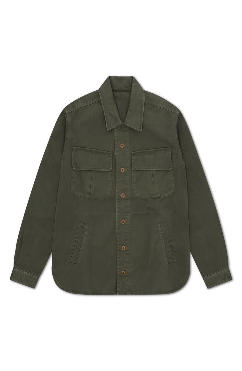 Fortela Meckongt Cotton Front Pocket Overshirt, Main, color, Green